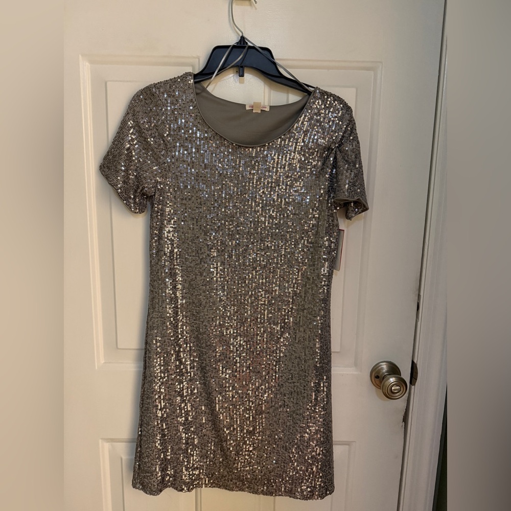 Riley & Rae Sparkling Sequin Silver Mini Dress